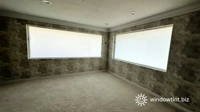 Switchable film on two Beverly Hills home windows before electrical connection