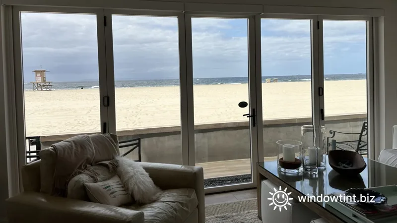 View through sliding glass doors at a Newport Beach home